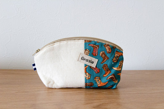 ハギレで作ったポーチ(青)